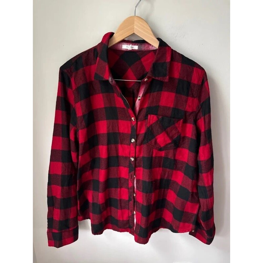 Maurices Red Black Buffalo Plaid Flannel Shirt Large